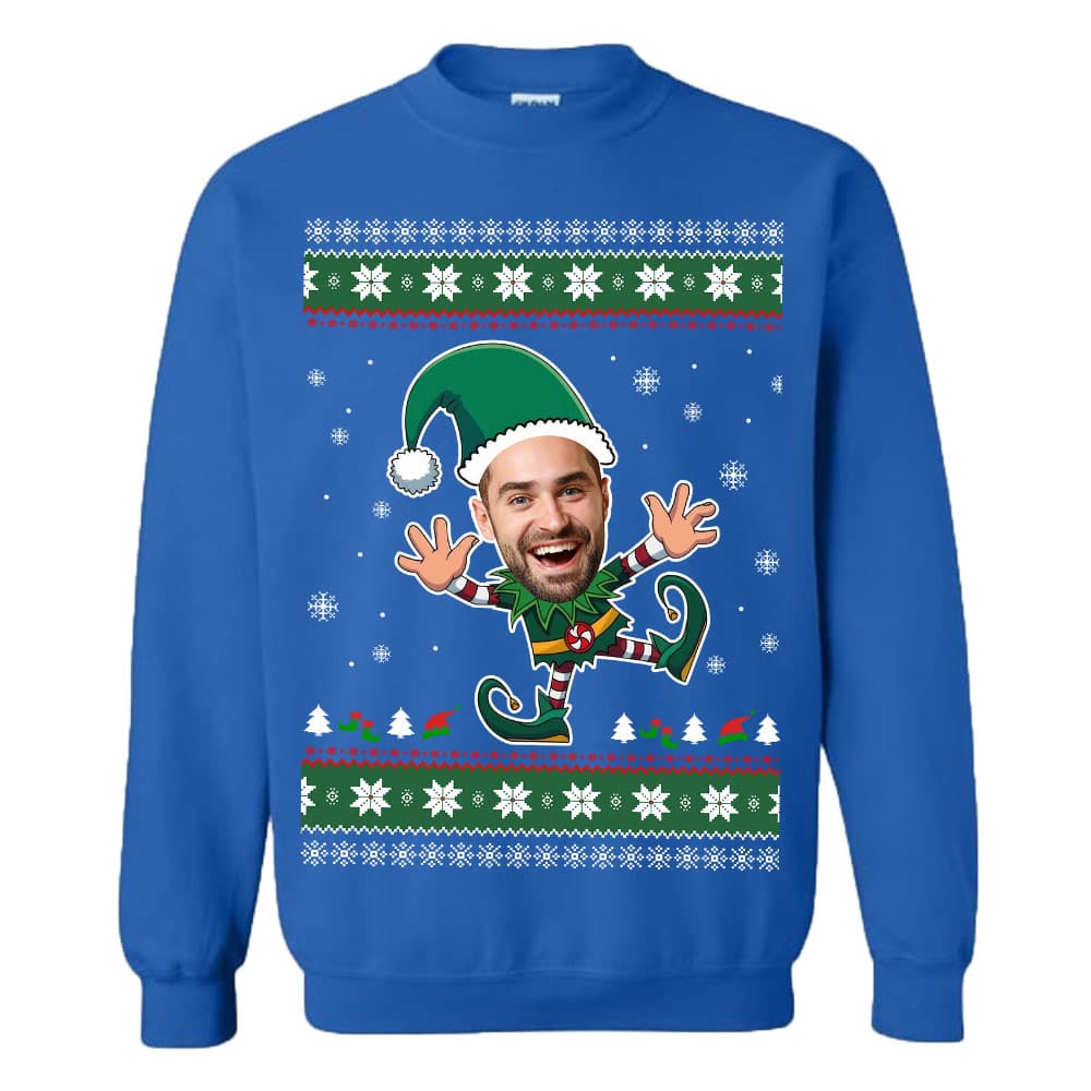 Custom Funny Face Christmas Elf Ugly Christmas Sweatshirt 7