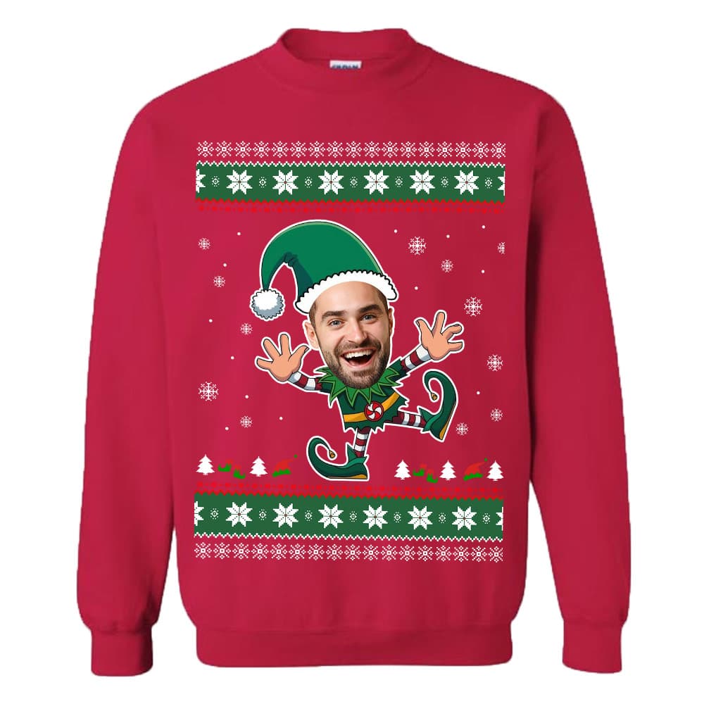 Custom Funny Face Christmas Elf Ugly Christmas Sweatshirt 9