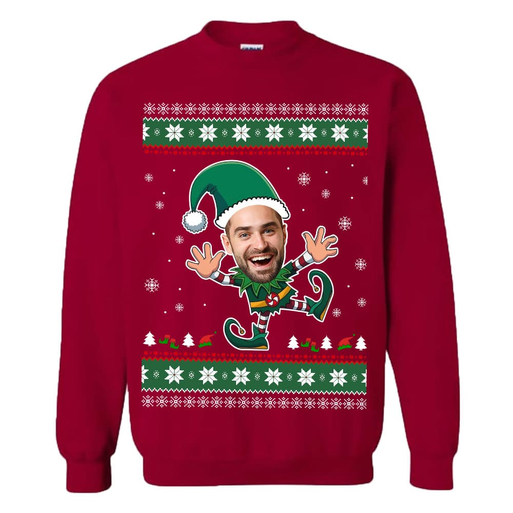 Custom Funny Face Christmas Elf Ugly Christmas Sweatshirt 5